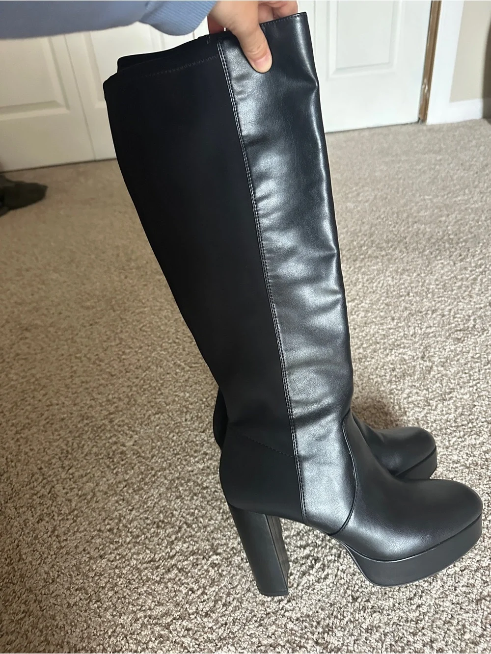 Women's Black Knee-High Platform Boots